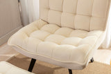 Cinder Velvet Accent Chair with Ottoman White - Ornate Home