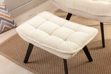 Cinder Velvet Accent Chair with Ottoman White - Ornate Home