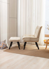 Cinder Velvet Accent Chair with Ottoman White - Ornate Home