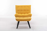 Cinder Velvet Accent Chair with Ottoman Yellow - Ornate Home
