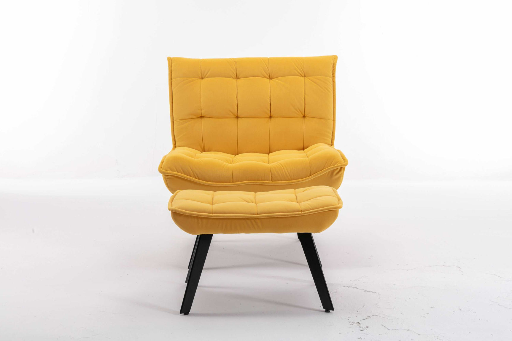 Cinder Velvet Accent Chair with Ottoman Yellow - Ornate Home