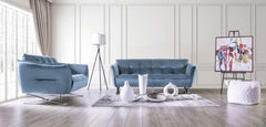 Civellutino Light Blue Loveseat - Ornate Home