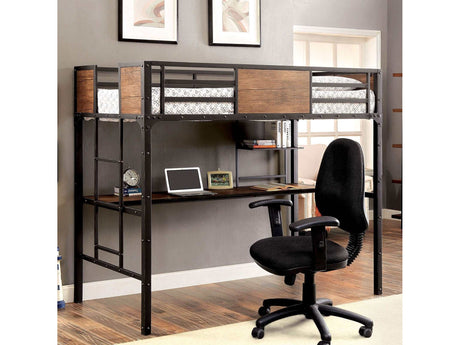Clapton Black Twin Bed w/ Workstation - Ornate Home
