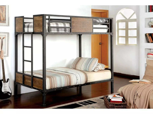 Clapton Black Twin/Twin Bunk Bed - Ornate Home