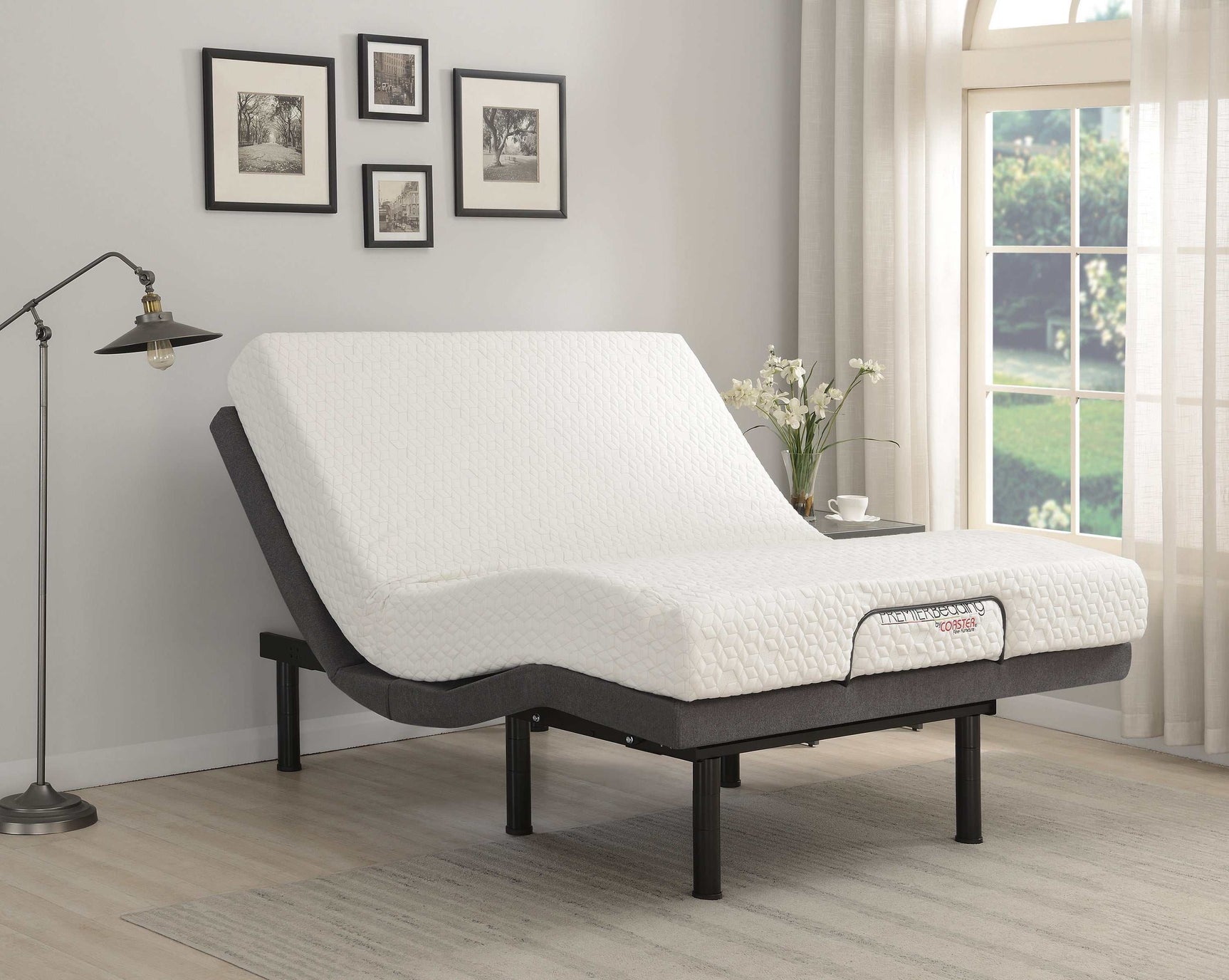 Clara Grey & Black Queen Bed Base - Ornate Home