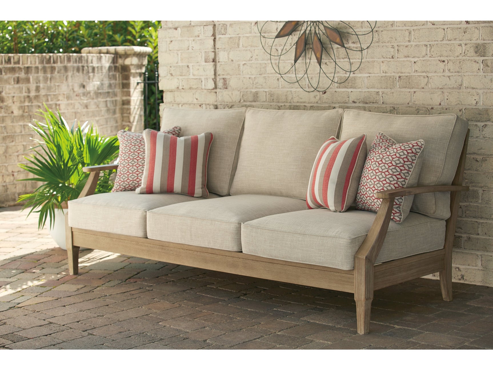 Clare View Beige Outdoor Sofa w/ Cushion - Ornate Home
