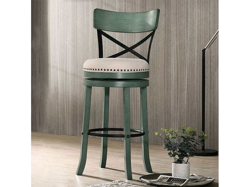 Clarence Antique Green  Swivel Barstool - Ornate Home