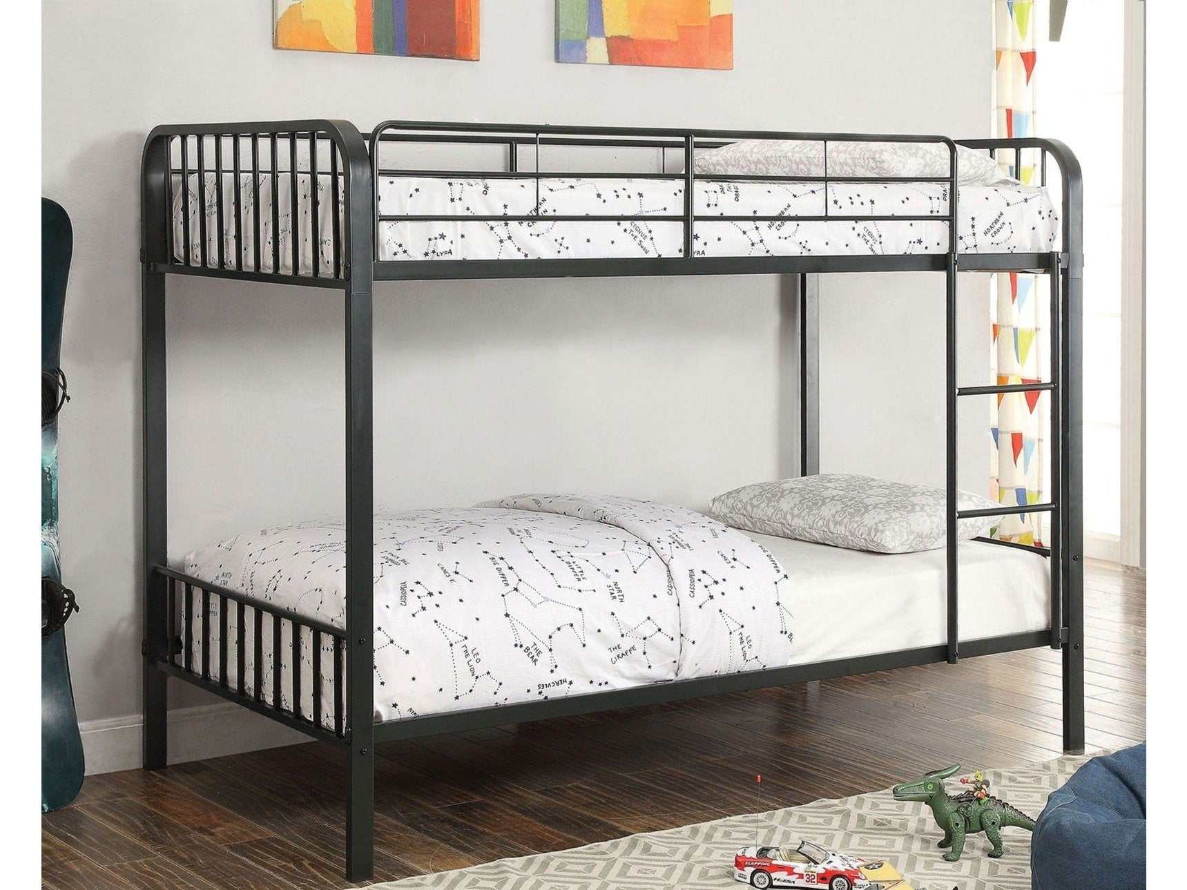 Clement Black Twin/Twin Bunk Bed - Ornate Home