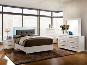 Clementine White & Gray E. King Panel Bedroom Set / 4pc - Ornate Home