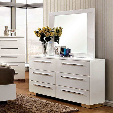 Clementine White & Gray E. King Panel Bedroom Set / 5pc - Ornate Home