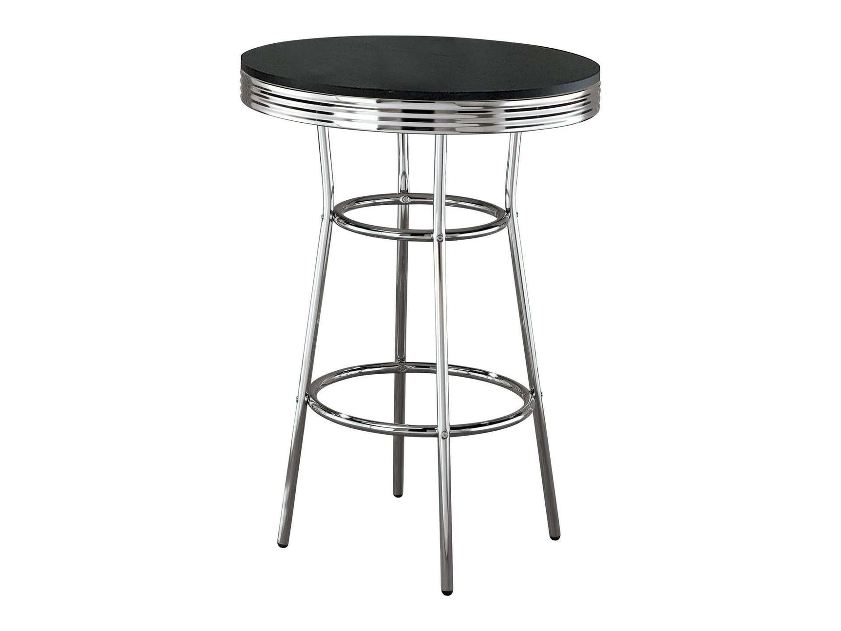 Cleveland Black & Chrome Round Bar Table - Ornate Home