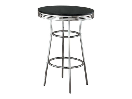 Cleveland Black & Chrome Round Bar Table - Ornate Home