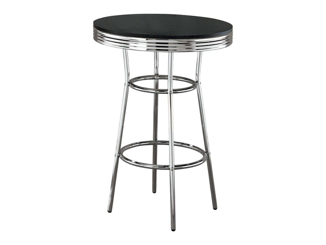 Cleveland Black & Chrome Round Bar Table - Ornate Home