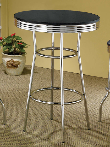 Cleveland Black & Chrome Round Bar Table - Ornate Home