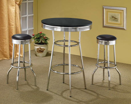 Cleveland Black & Chrome Round Bar Table - Ornate Home