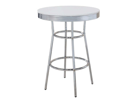Cleveland Chrome & Glossy White Bar Table - Ornate Home