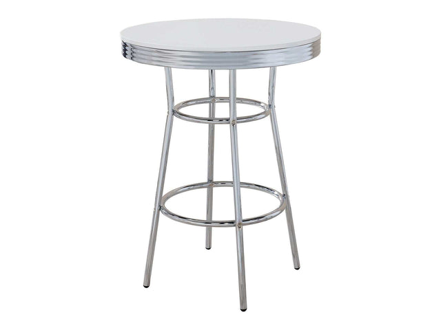 Cleveland Chrome & Glossy White Bar Table - Ornate Home