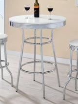 Cleveland Chrome & Glossy White Bar Table - Ornate Home