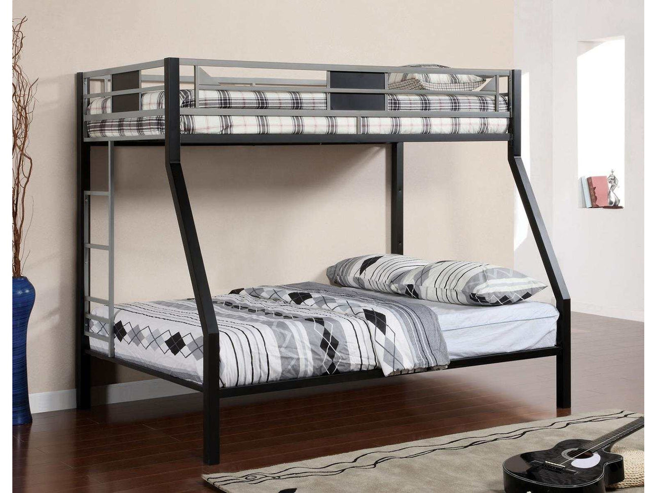 Clifton Silver/Gun Metal Twin/Full Bunk Bed - Ornate Home