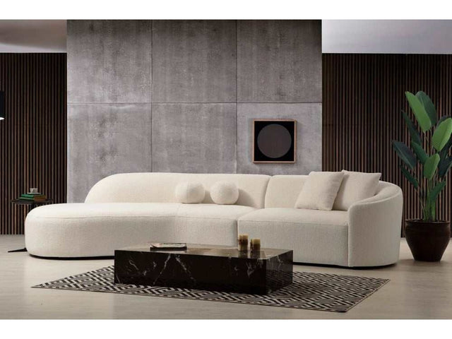 Cloe Ivory Boucle Curved LAF Sectional - Ornate Home