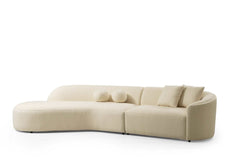 Cloe Ivory Boucle Curved LAF Sectional - Ornate Home