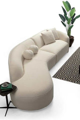 Cloe Ivory Boucle Curved LAF Sectional - Ornate Home