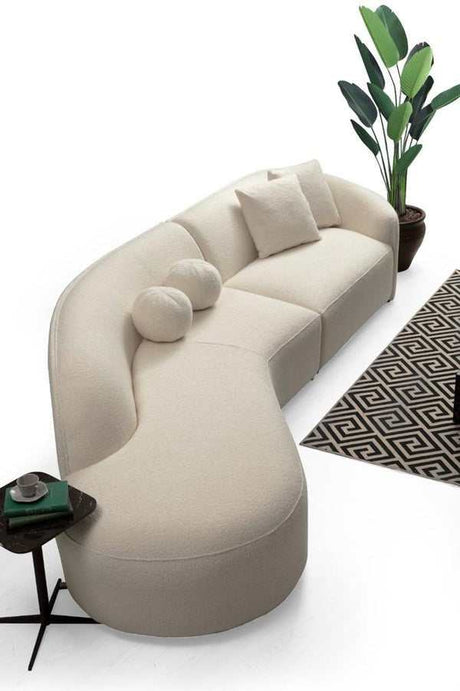 Cloe Ivory Boucle Curved LAF Sectional - Ornate Home