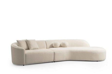 Cloe Ivory Boucle Curved RAF Sectional - Ornate Home