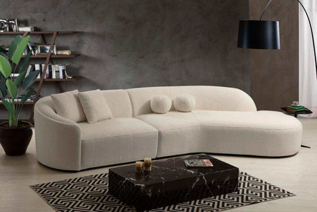 Cloe Ivory Boucle Curved RAF Sectional - Ornate Home
