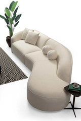 Cloe Ivory Boucle Curved RAF Sectional - Ornate Home