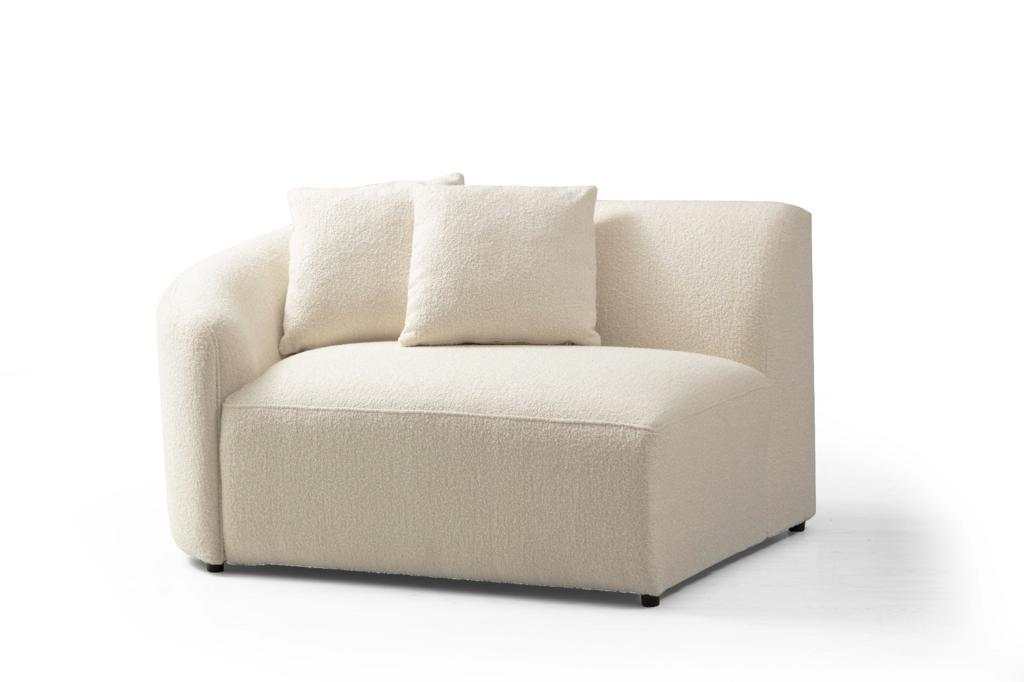Cloe Ivory Boucle Curved RAF Sectional - Ornate Home