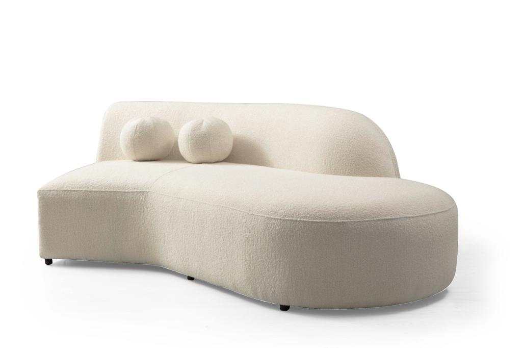 Cloe Ivory Boucle Curved RAF Sectional - Ornate Home
