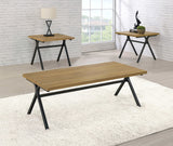 Colmar Golden Oak / Gunmetal 3 Pc Coffee Table Set - Ornate Home