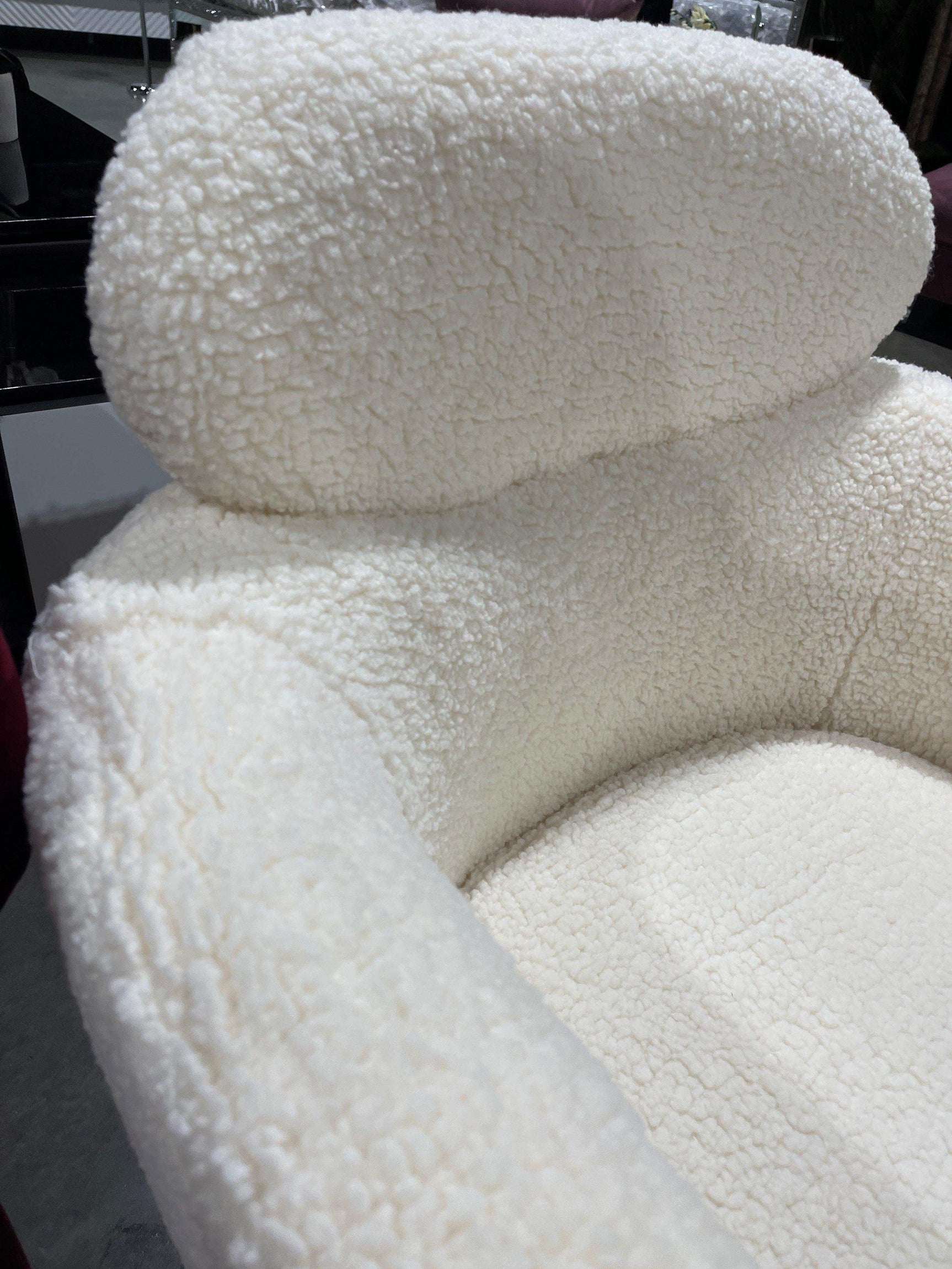 Connock White Teddy Sherpa Accent Chair - Ornate Home