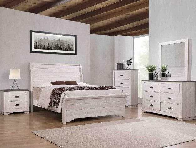 Coralee Chalk/Grey King Sleigh Bed - Ornate Home
