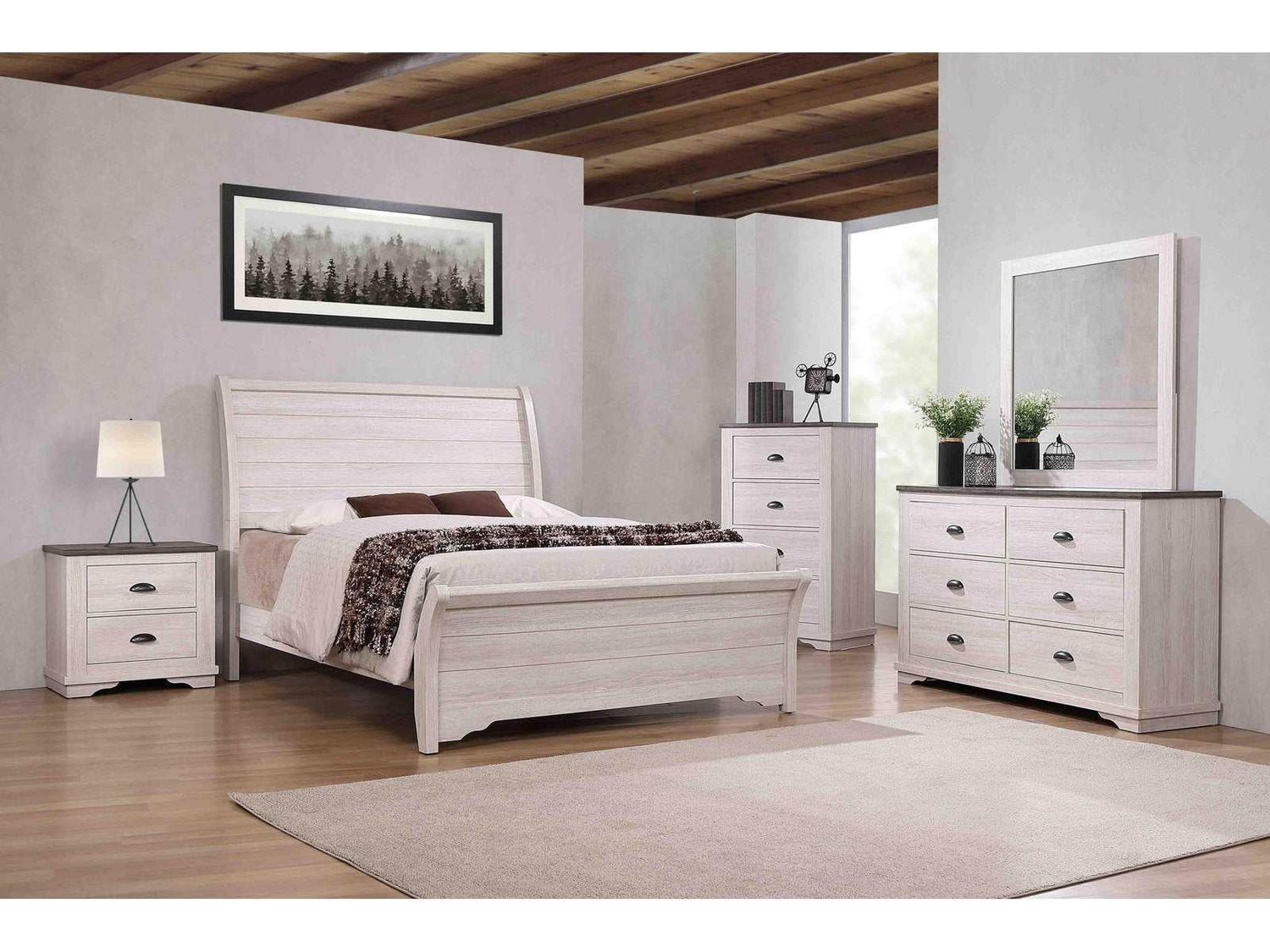 Coralee Chalk/Grey Sleigh Bedroom Set - Ornate Home