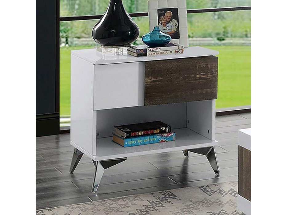 Corinne White & Dark Oak End Table - Ornate Home