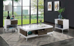 Corinne White & Dark Oak End Table - Ornate Home