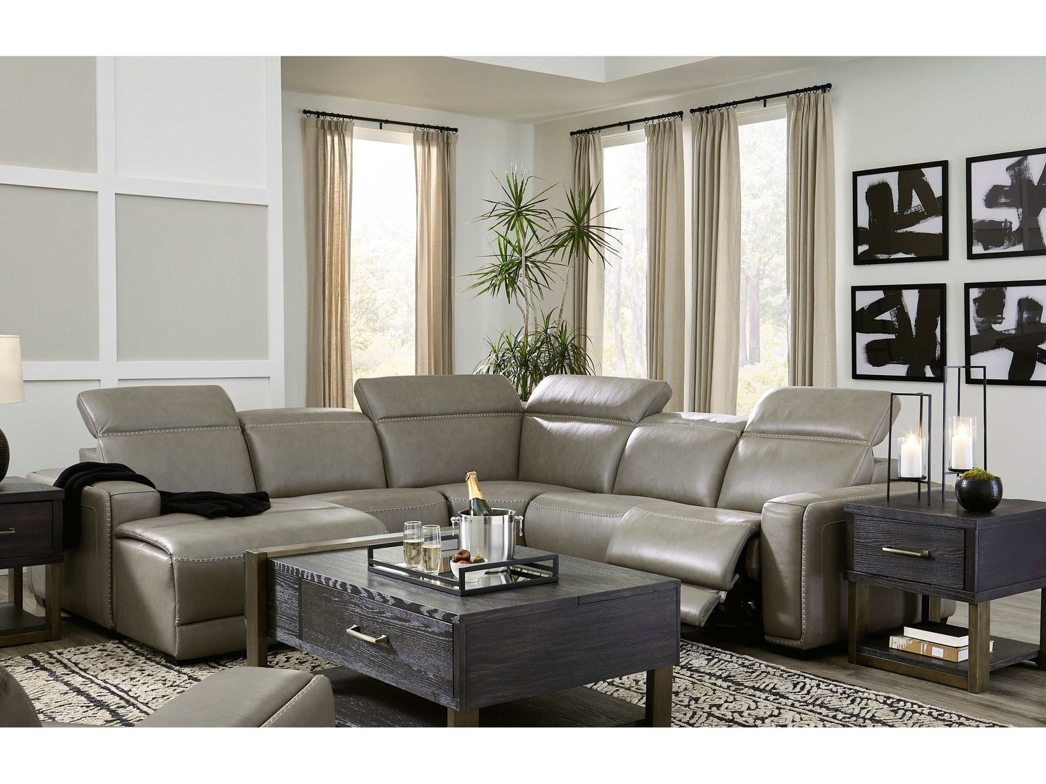 Correze Gray 5pc Power Reclining Sectional w/ LAF Chaise - Ornate Home