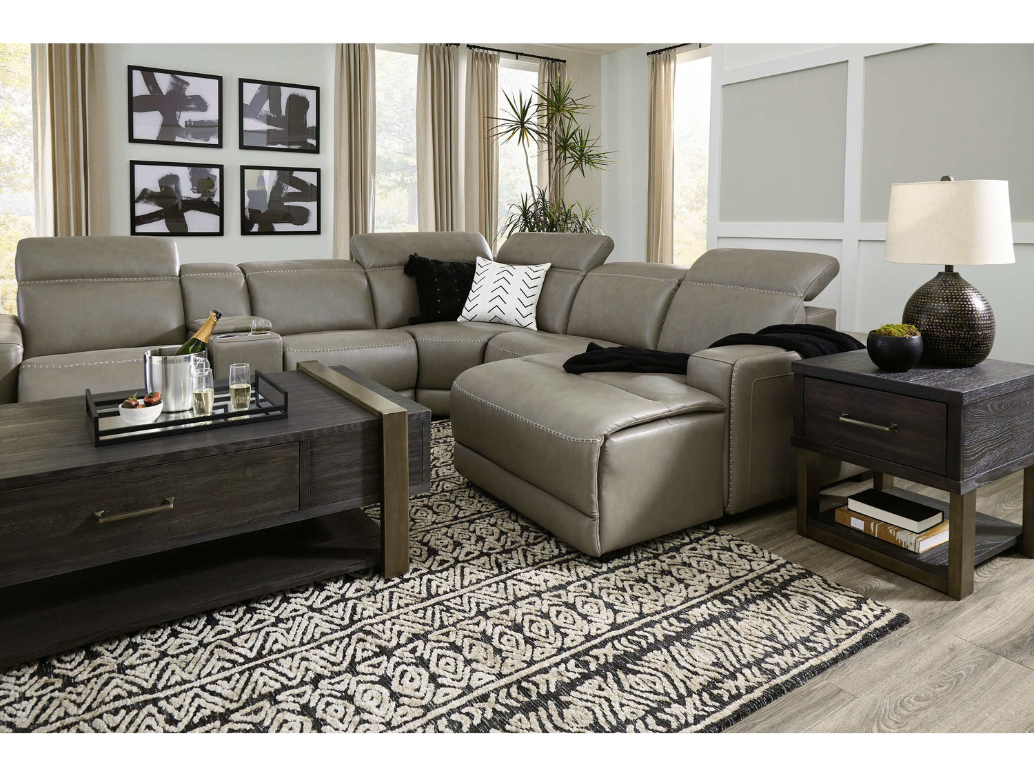 Correze Gray 6pc Power Reclining Sectional w/ RAF Chaise - Ornate Home
