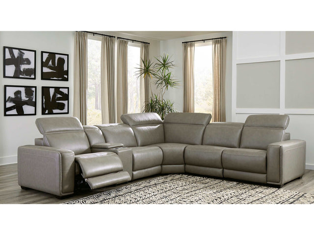 Correze Gray 6pc Power Reclining Sectional w/ Storage Console - Ornate Home
