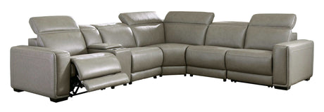 Correze Gray 6pc Power Reclining Sectional w/ Storage Console - Ornate Home