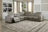 Correze Gray 6pc Power Reclining Sectional w/ Storage Console - Ornate Home