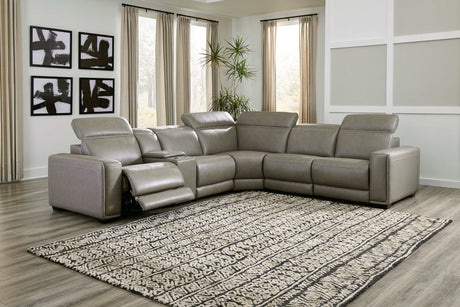 Correze Gray 6pc Power Reclining Sectional w/ Storage Console - Ornate Home