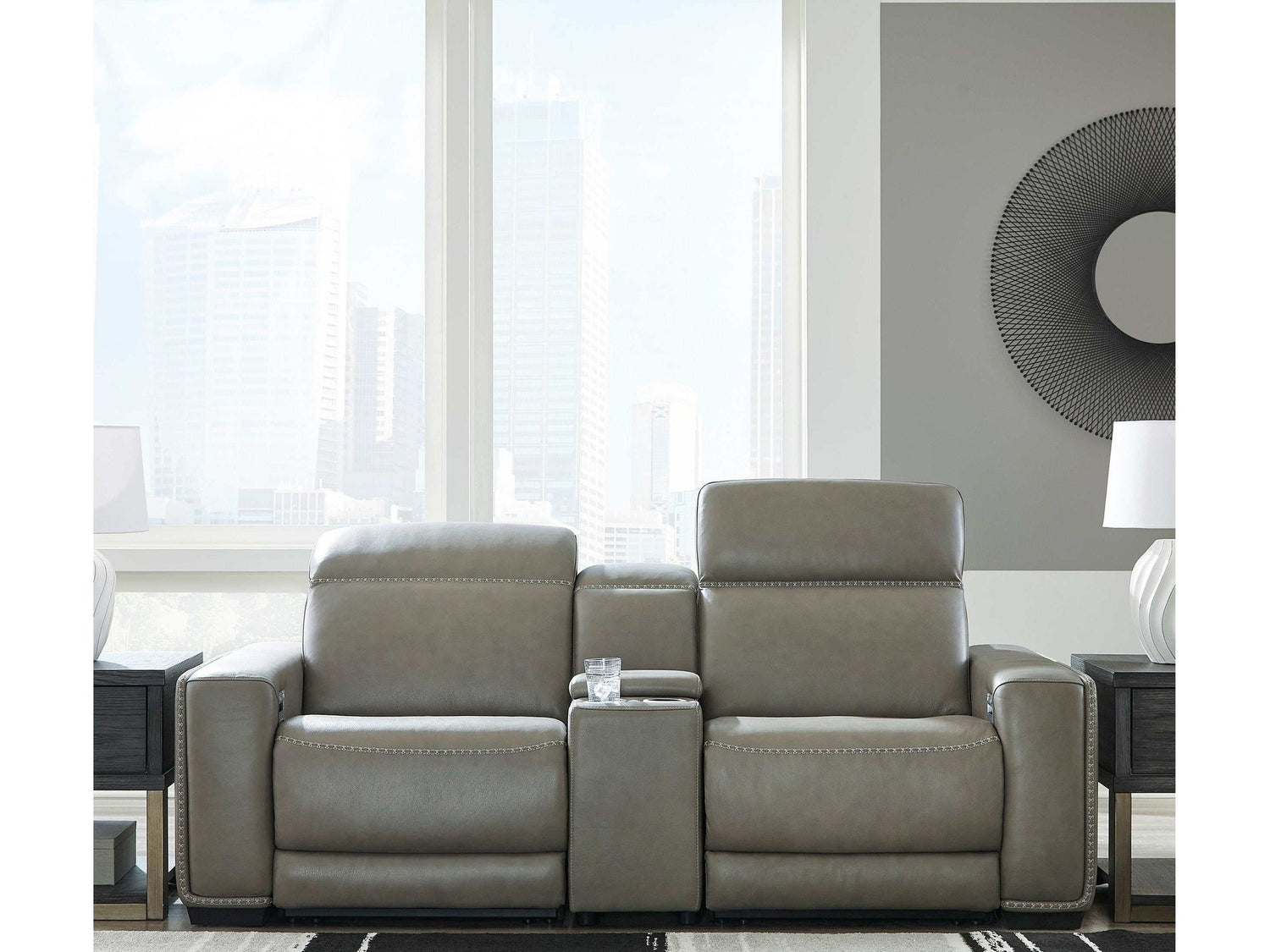 Correze Gray Power Reclining Sectional w/ Storage Console - Ornate Home