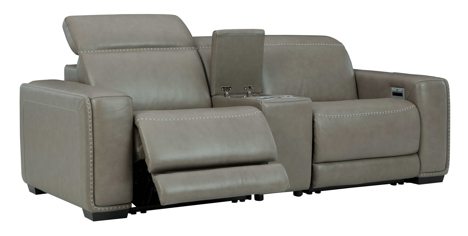 Correze Gray Power Reclining Sectional w/ Storage Console - Ornate Home