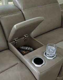 Correze Gray Power Reclining Sectional w/ Storage Console - Ornate Home