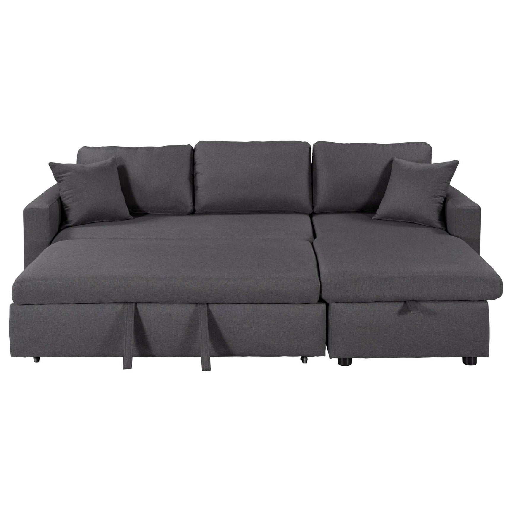 Crane Sleeper Sectional Sofa Grey with Storage Space - Ornate Home