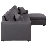 Crane Sleeper Sectional Sofa Grey with Storage Space - Ornate Home