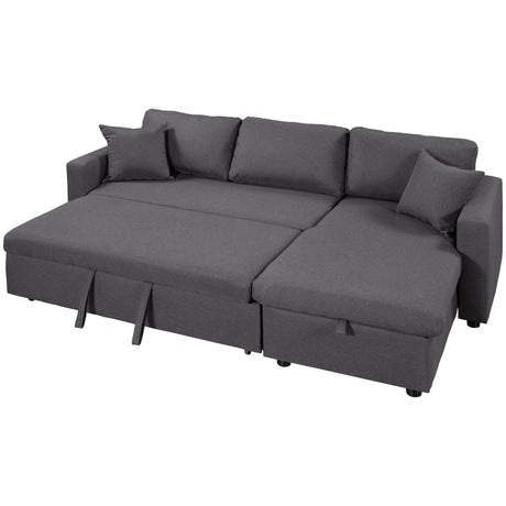 Crane Sleeper Sectional Sofa Grey with Storage Space - Ornate Home